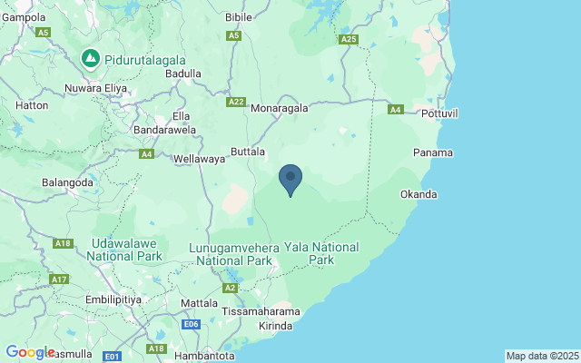 Kaart met locatie Yala National Park